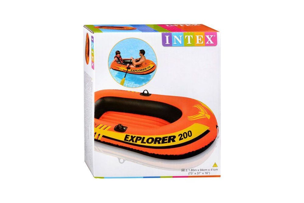 Надувная лодка "Explorer 200" 185х94х41см, вёсла 59623, насос 69613, от 6 лет, до 95кг