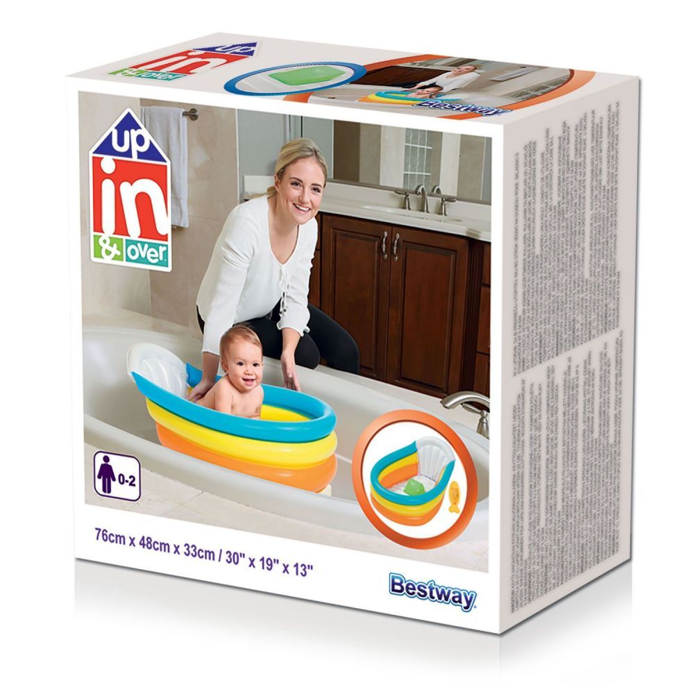 Надувная ванночка для купания 76х48х33см с надувным дном и градусником, до 2 лет