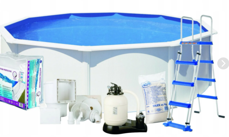 Круглый каркасный бассейн 350х132 см GRE беленый дуб