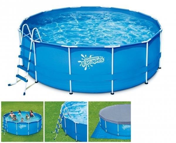 Каркасный бассейн 366х122см, 10250л, лестница, тент, подстилка