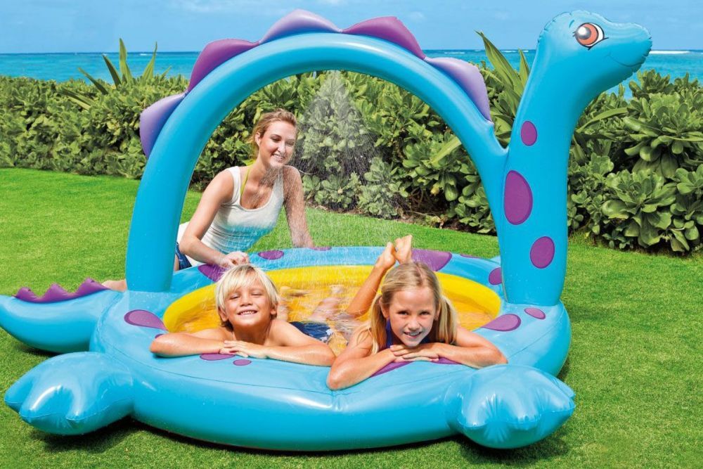 Детский надувной бассейн 229х165х117см "Динозаврик" с фонтаном, 170л, от 2 лет