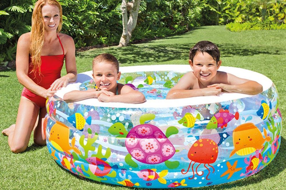 Детский надувной бассейн 152х56см "Аквариум" с надувным дном, 360л, от 6 лет