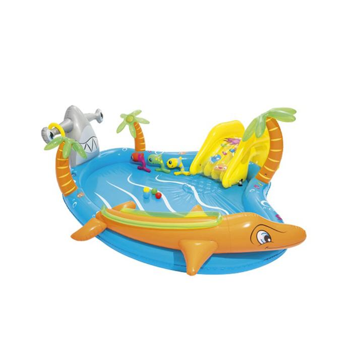 Игровой центр 280х257х87см "Морские жители" с разбрызгивателем, горкой и игрушками, 273л, от 2 лет