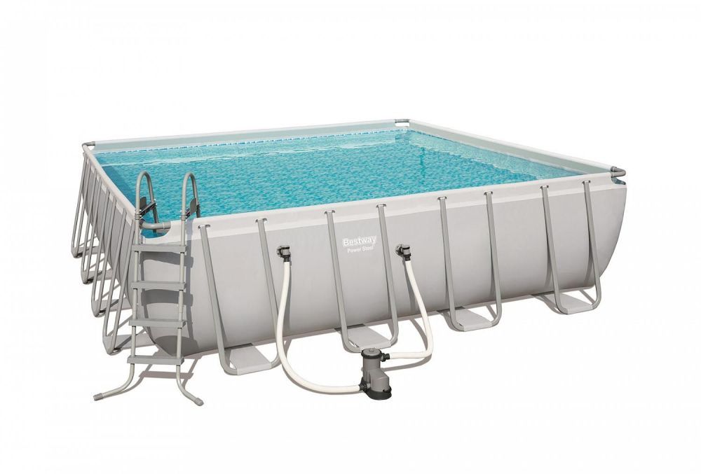 Каркасный квадратный бассейн 488х488х122см, 24031л, фил.-насос 5678 л/ч, лестница, тент, Bestway, 56626 BW