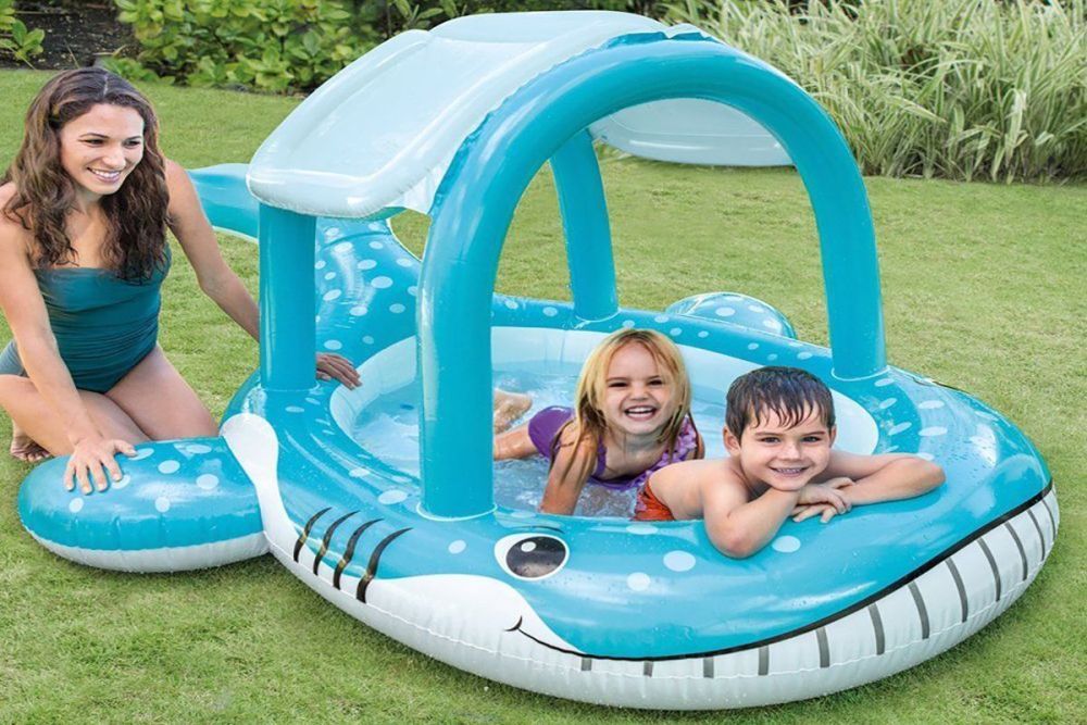 Детский надувной бассейн "Кит" 211x185x109см с навесом