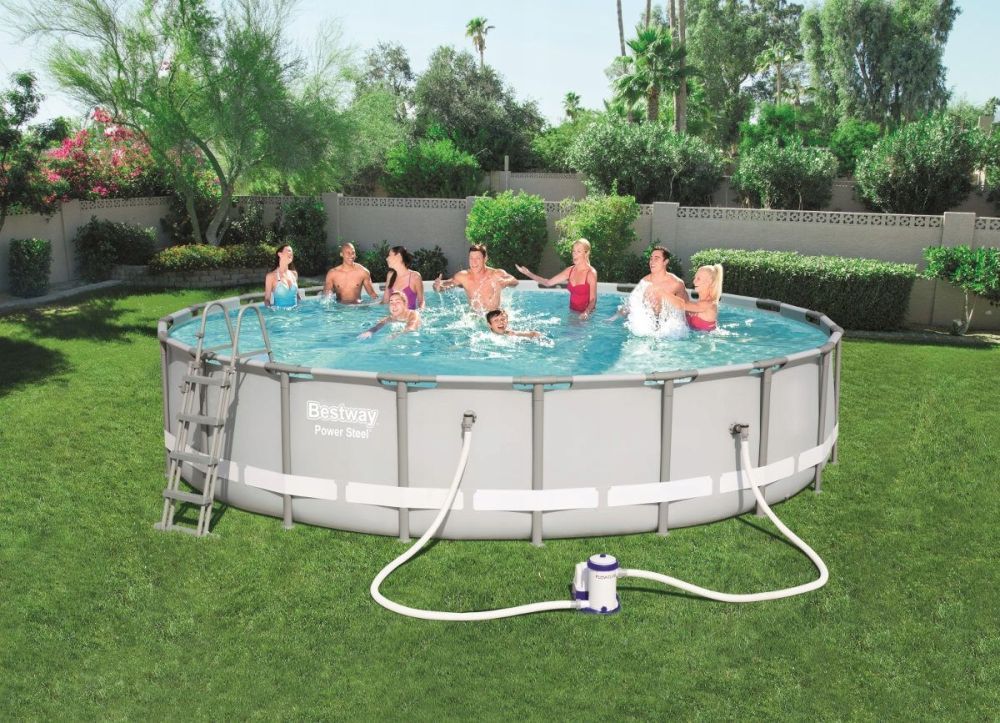 Каркасный бассейн 610х122см, 30512л, фил.-насос 9463л/ч,тент, лестница, Bestway, 56675 BW