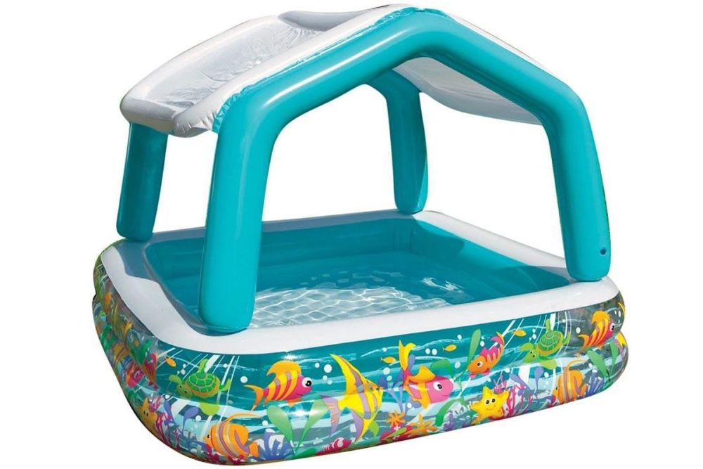 Детский надувной бассейн 157х157х122см "Домик" с навесом, 280л, от 2 лет