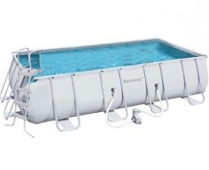Каркасный прямоугольный бассейн 412х201х122 см, 8124 л, песочный фильтр-насос 2006л/ч, лестница, Bestway, 56244 BW