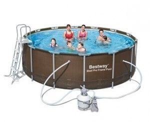 Каркасный бассейн "Ротанг", 427х122 см, 15232л, песочн.фильтр-насос 3785л/ч, тент, лест.., Bestway, 56484 BW