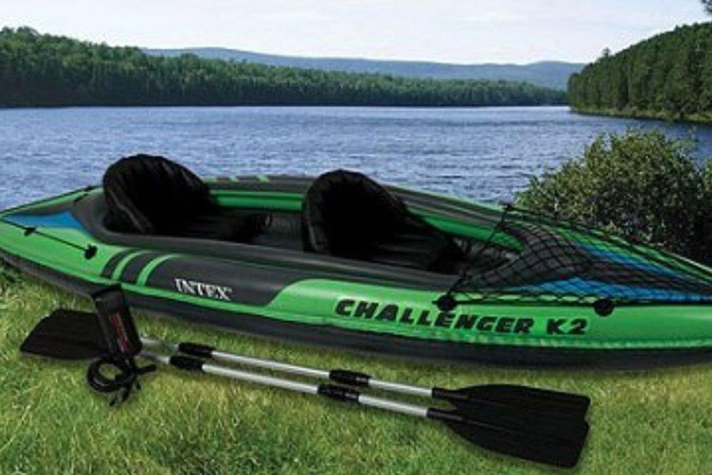 Надувная байдарка "Challenger K2" 351х76х38см, алюм.вёсла 218см, насос 68614, транс.сеть, до 180кг