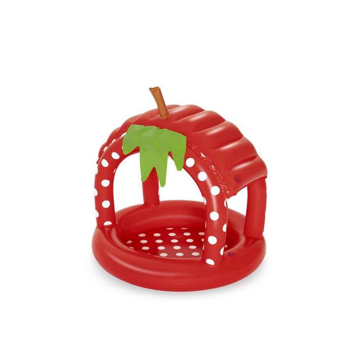 Детский надувной бассейн 91х91х91см "Ягодка" с навесом и надувным дном, 26л, от 2 лет