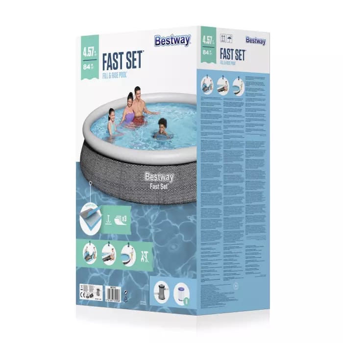 Бассейн Fast Set 457х84см, 9677л, фил.-насос 2006л/ч, Bestway, 57313 BW