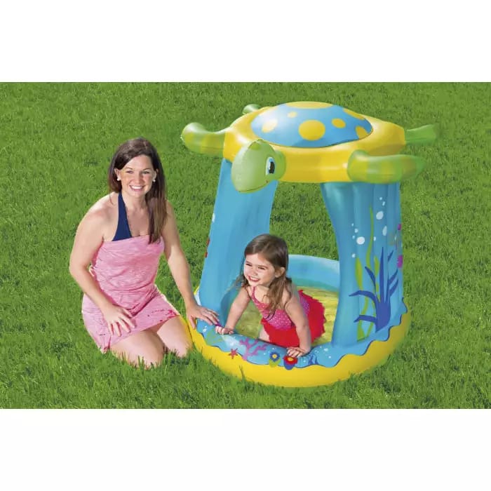 Детский надувной бассейн 109х96х104см "Черепашка" с навесом и надувным дном, 26л, от 2 лет