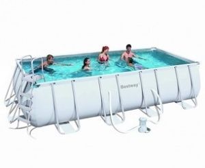 Каркасный прямоугольный бассейн 488х274х122 см, 13177 л, фильтр-насос 3028л/ч, тент, лестница, Bestway, 56481 BW