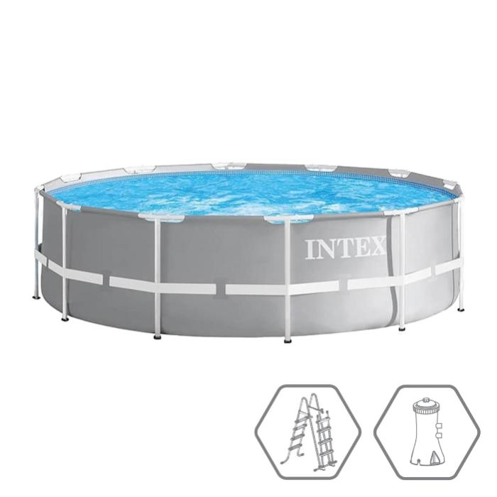 Каркасный бассейн Prism Frame 366х99см, 8592л, фил.-насос 2006л/ч, лестница, Intex, 26716