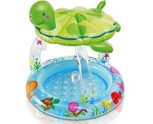 Детский надувной бассейн 102x102x107см "Черепаха" с навесом, 45л, от 1 до 3 лел, надувное дно
