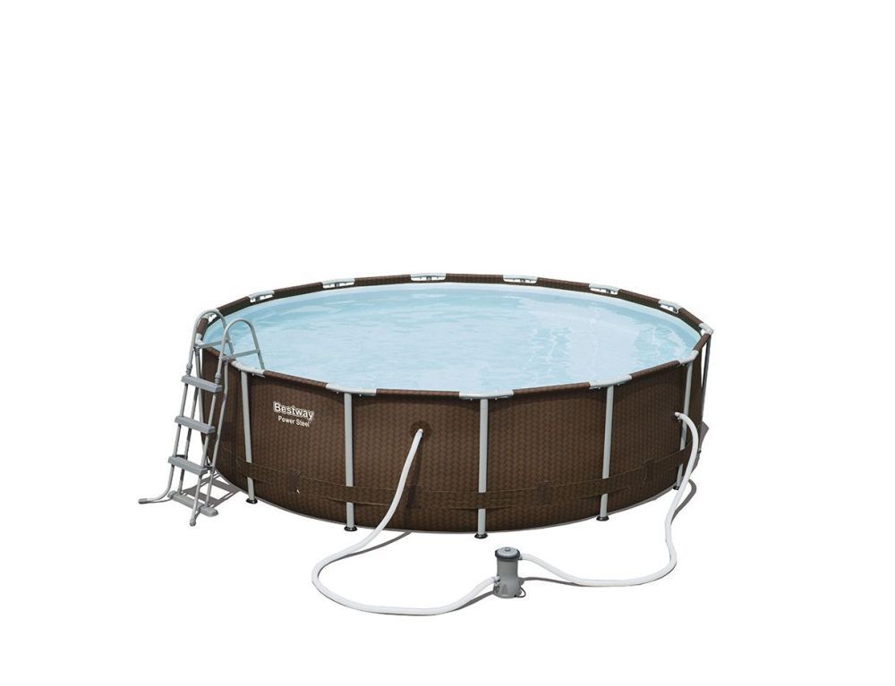 Каркасный бассейн "Ротанг", 427х107 см, 15232л, фильтр-насос 3028л/ч, тент, лестница, Bestway, 56647 BW