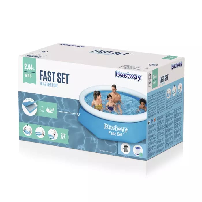 Бассейн Fast Set 244х61см, 1880л, фил.-насос 1249л/ч, Bestway, 57450 BW