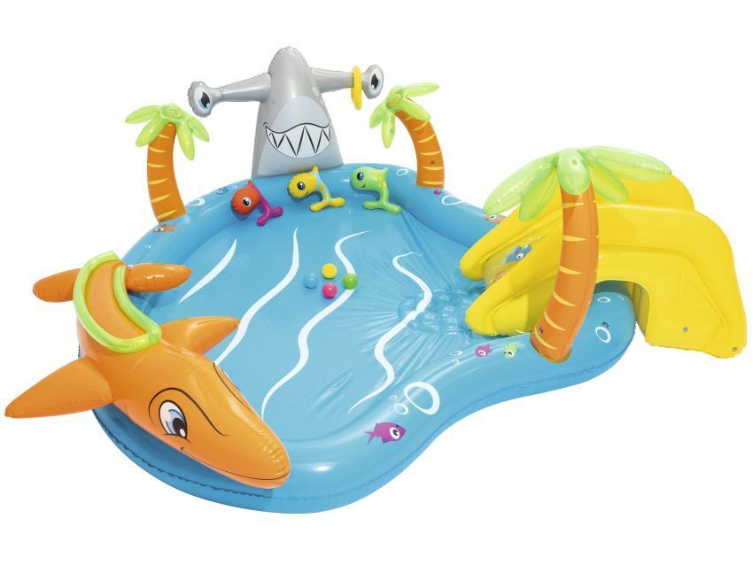 Игровой центр 280х257х87см "Морские жители" с разбрызгивателем, горкой и игрушками, 273л, от 2 лет
