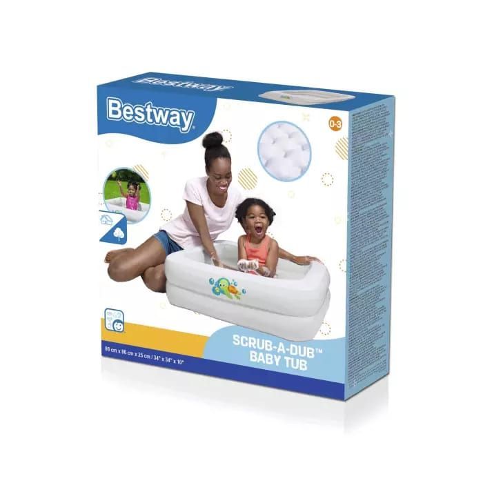 Надувная ванночка для купания 86х86х25см с надувным дном, до 3 лет