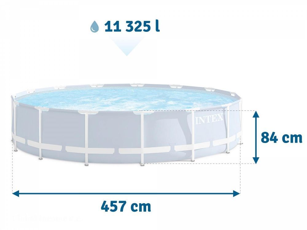 Каркасный бассейн Prism Frame 457х84см, 11325л, фил.-насос 2006л\ч, лестница, тент, подстилка, Intex, 26728