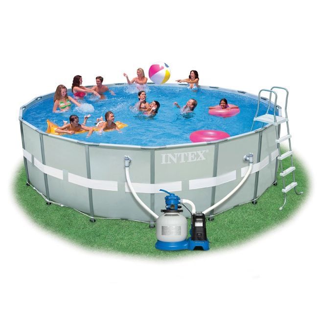 Каркасный бассейн Ultra Frame, 549х132см, 26423л, песочн.фил-насос, лестница, тент, подстилка, Intex, 28332