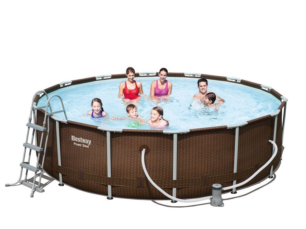 Каркасный бассейн "Ротанг", 427х107 см, 15232л, фильтр-насос 3028л/ч, тент, лестница, Bestway, 56647 BW