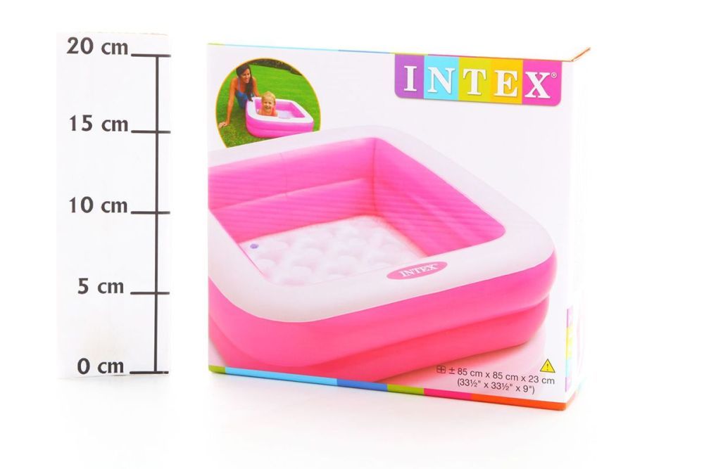 Детский надувной бассейн 86х86х25см "Игровая коробка" с надувным дном, 57л, 1-3 лет