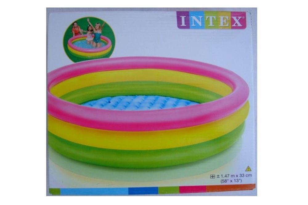 Детский надувной бассейн 147х33см "Радуга" с надувным дном, 275л, от 2 лет