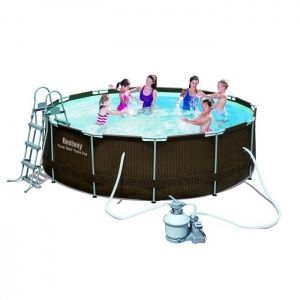 Каркасный бассейн "Ротанг", 427х107см, песочн.фильтр-насос 3785л/ч, тент, лест., Bestway, 56650 BW