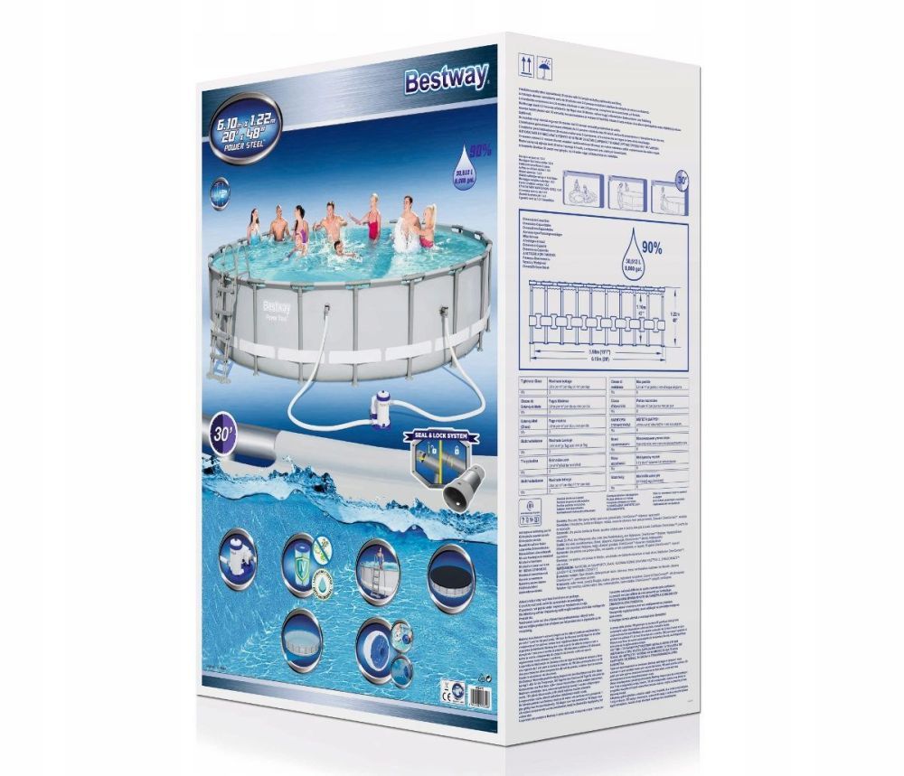 Каркасный бассейн 610х122см, 30512л, фил.-насос 9463л/ч,тент, лестница, Bestway, 56675 BW
