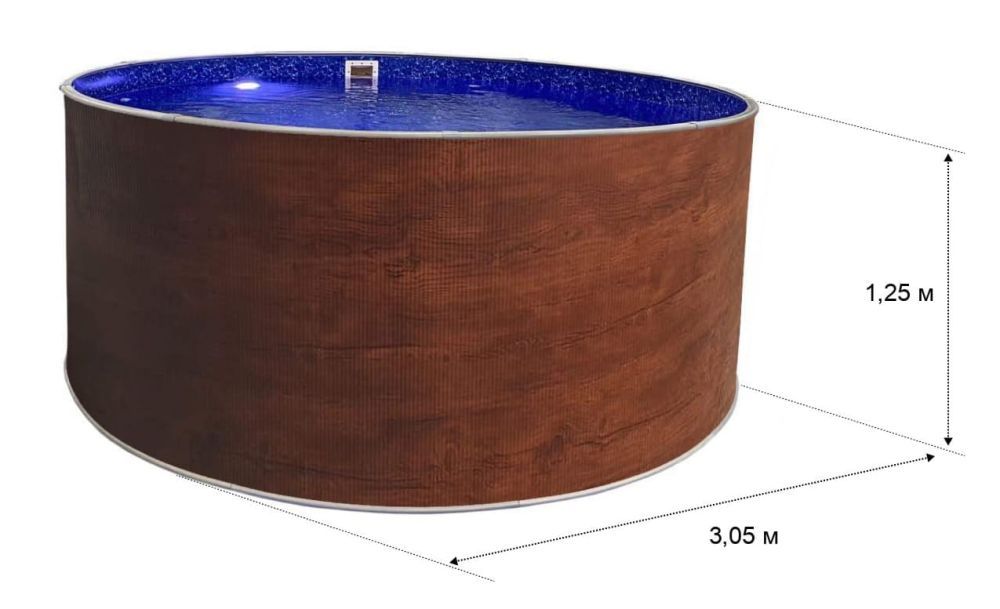 Круглый бассейн 305х125см "Темное дерево" 8400л