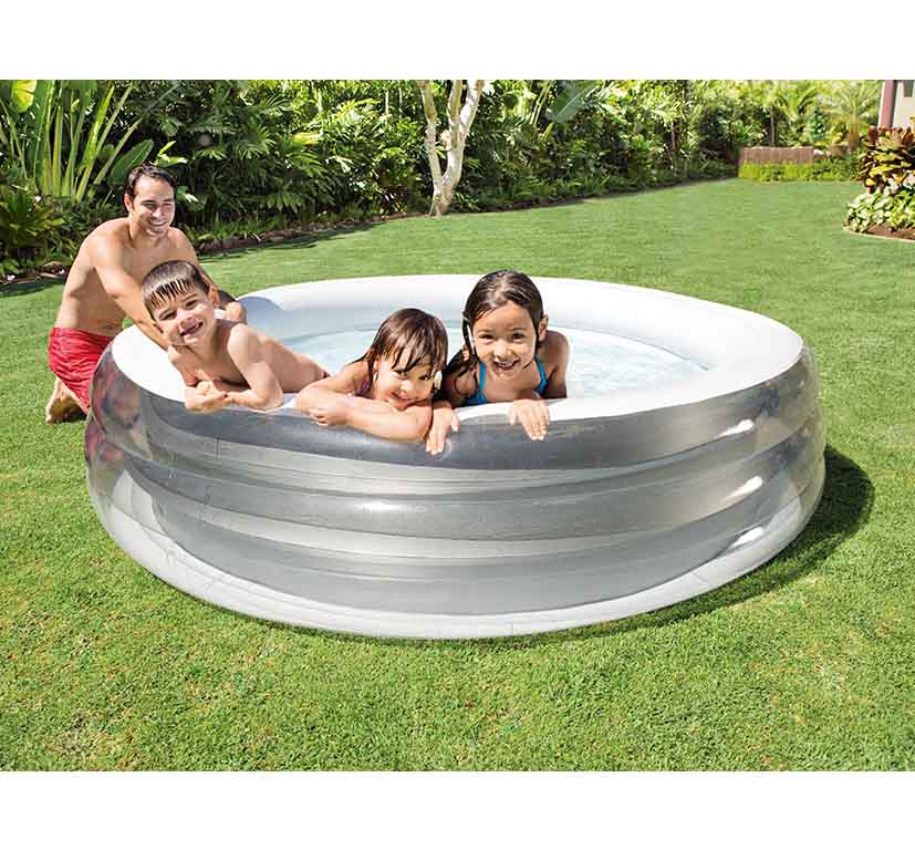 Бассейн серебристый 229х51см, от 3 лет