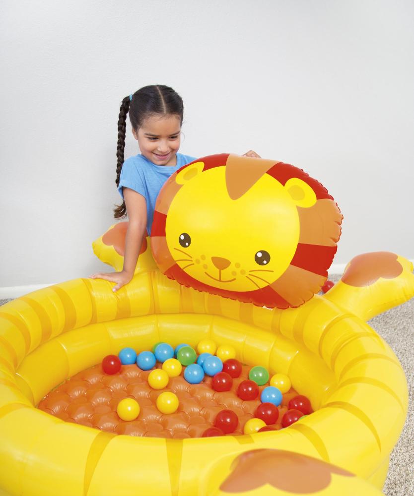 Детский надувной бассейн 111x98x61.5см "Львенок" с мячами (50шт), от 2 лет