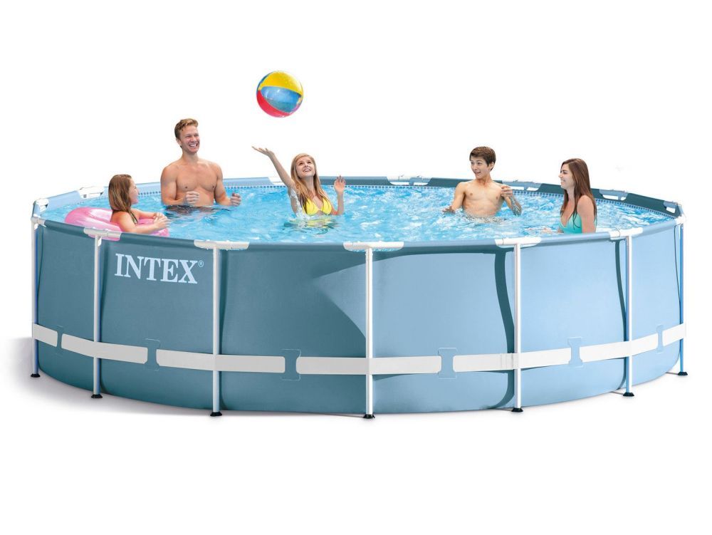 Каркасный бассейн Prism Frame 457x107 см, 14614л, фильтр-насос 3785л/ч, лестница, тент, подстилка, Intex, 28734