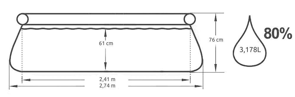 Бассейн с надувным бортом 274x76 см, 3178 л., Bestway, 57271 BW