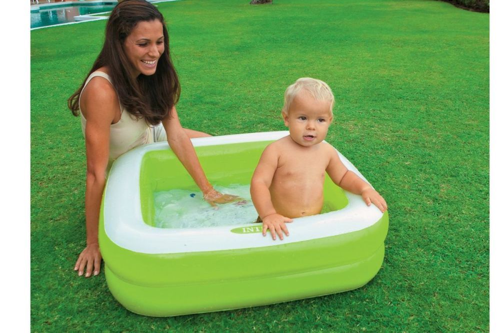 Детский надувной бассейн 86х86х25см "Игровая коробка" с надувным дном, 57л, 1-3 лет