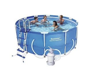 Каркасный бассейн 366х122 см, 10250л, песочный фильтр-насос 2006л/ч, тент, лестница, Bestway, 56414 BW