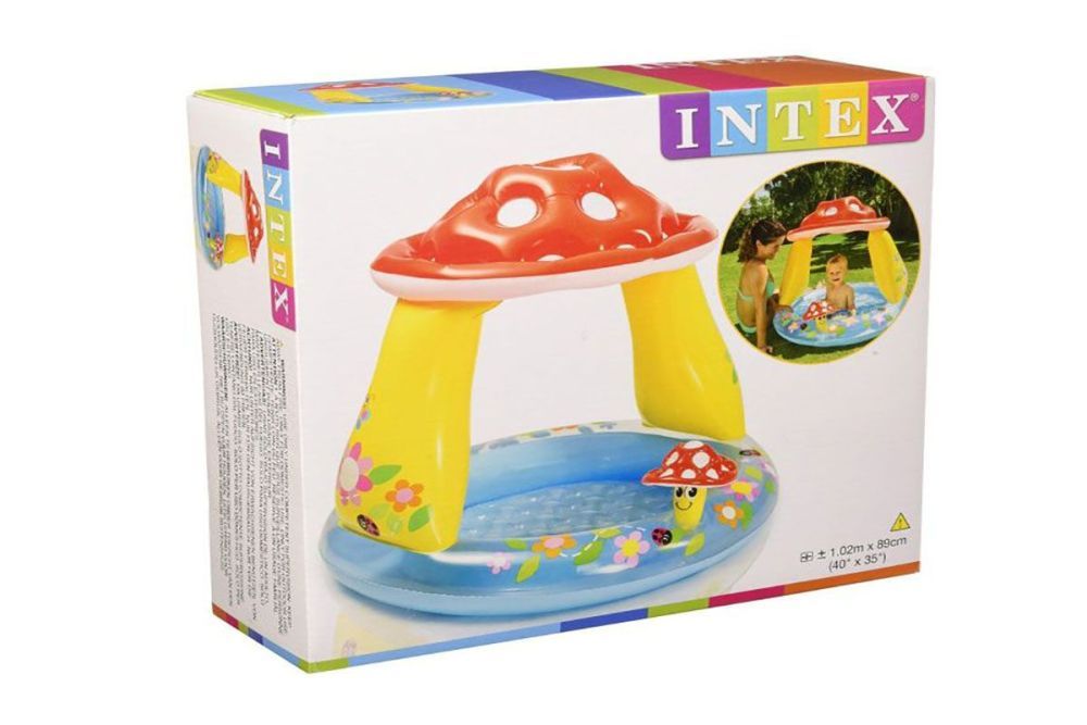 Детский надувной бассейн 102х89см "Гриб Мухомор" с навесом, 45л, 1-3 лет