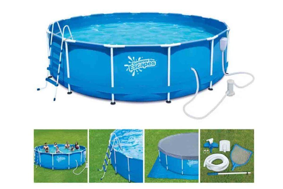 Каркасный бассейн 366х132см, 10250л, фил.-насос 3000л/ч, лестн, тент, подст, наб.д./чистки, ским.