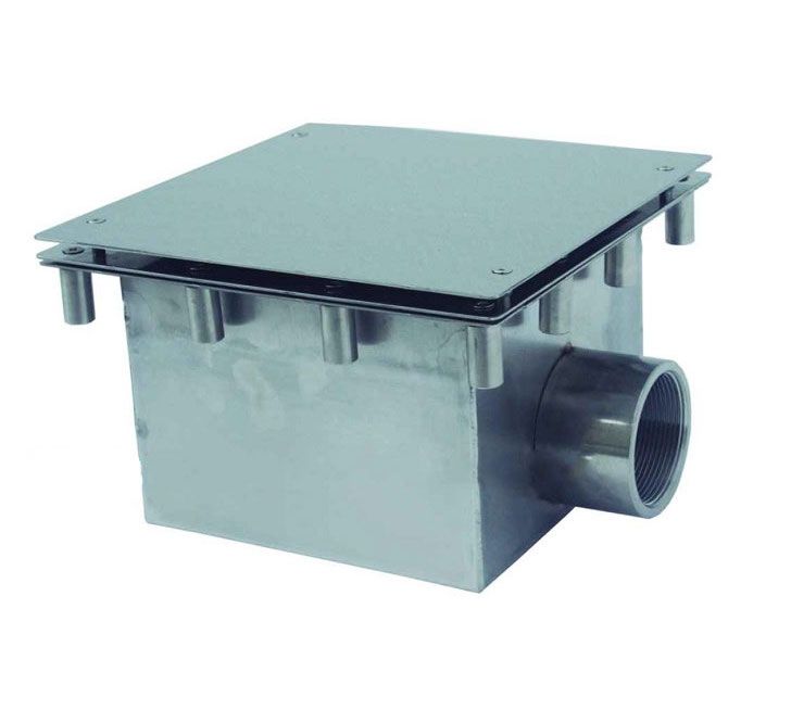 Донный слив антивихрь 225х225мм (плитка) 2", нерж.ст.316L