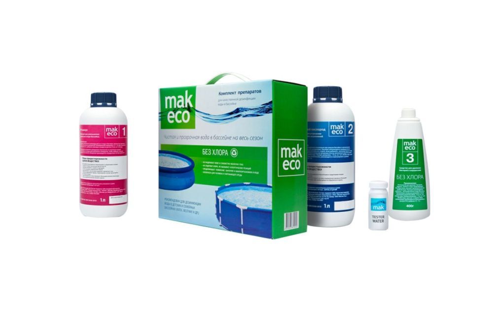 MAK ECO.Комплект для дезинфекции воды в бассейне. Без ХЛОРА 10020