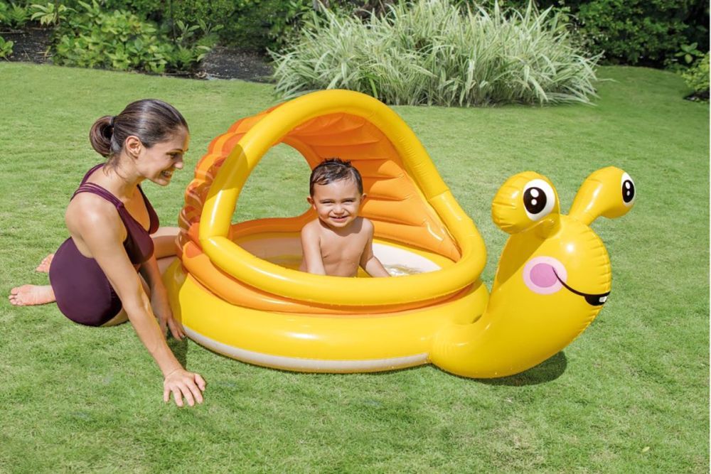 Детский надувной бассейн 145x102x74см "Ленивые улитки" с навесом