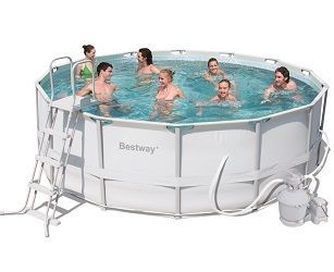 Каркасный бассейн 427х122 см, 15232л, песочный фильтр-насос 3785л/ч, тент, лестница, Bestway, 56478 BW