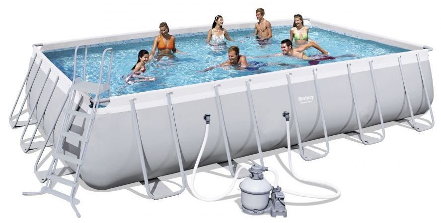 Каркасный прямоугольный бассейн 671х366х132см, 26845л, песч.фил.-насос 5678л/ч, лестница, тент, Bestway, 56471 BW
