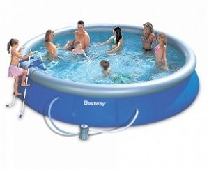 Бассейн с надувным бортом 457х91 см, 10179 л, фильтр-насос 2006л/ч, тент, лестница., Bestway, 57280/57124 BW