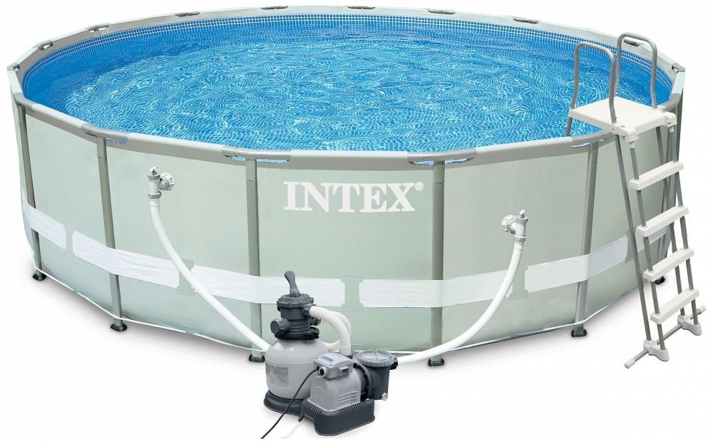 Каркасный бассейн Ultra Frame, 488х122см, 19156л, песочн.фил-насос 4500л/ч, лестн., тент, подстилка, Intex, 28324