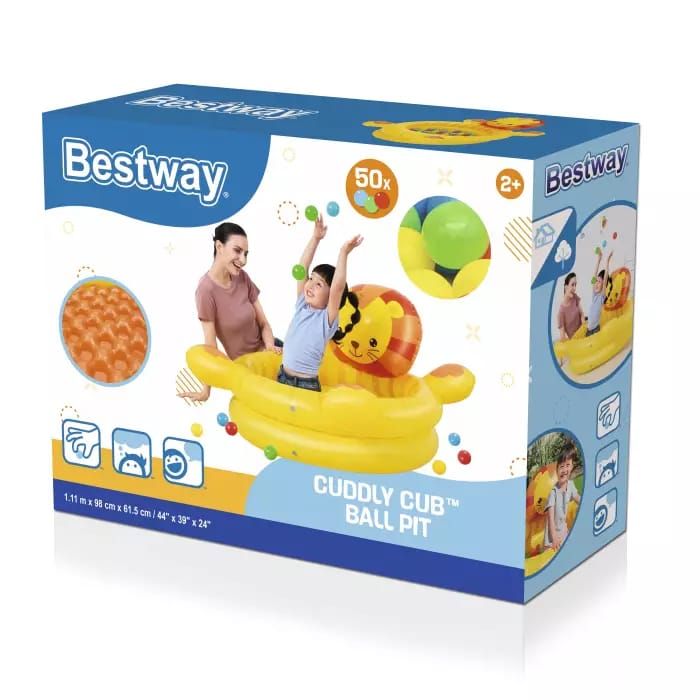 Детский надувной бассейн 111x98x61.5см "Львенок" с мячами (50шт), от 2 лет