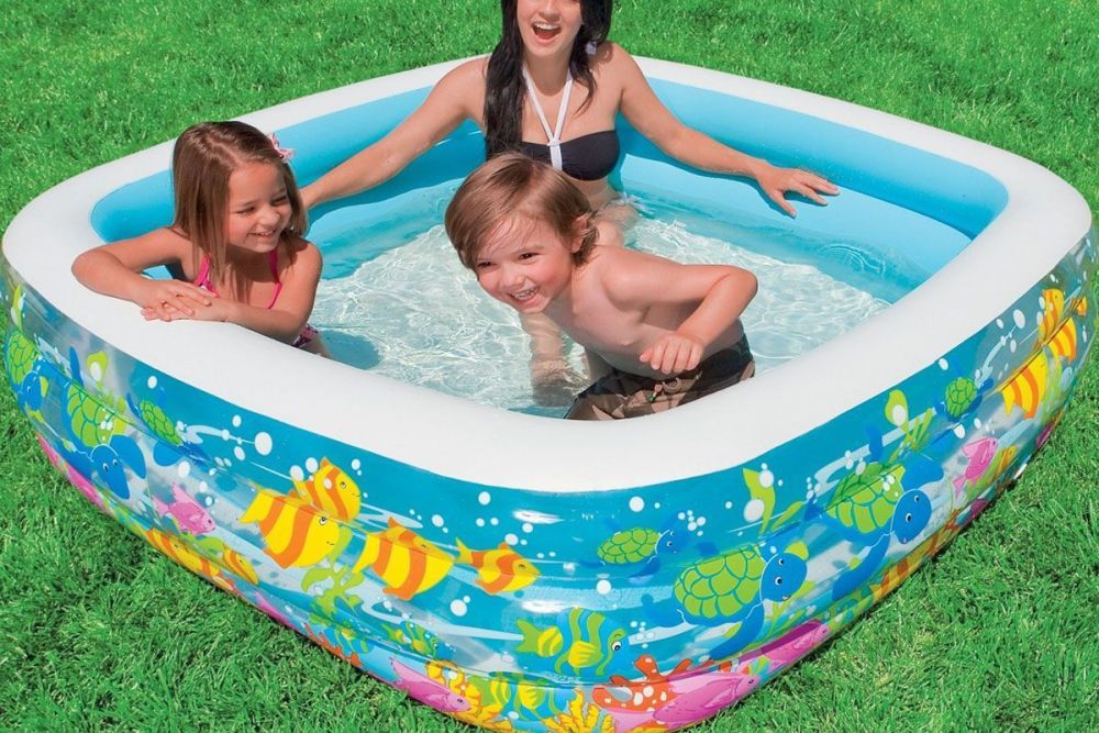 Детский надувной бассейн 159х159х50см "Аквариум" 340л, от 3 лет