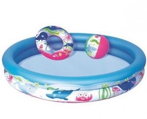 Детский круглый бассейн 147х25 см (251 л) + круг + мяч